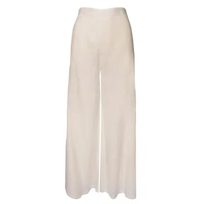 Haris Cotton Women's Solid Linen Blend Bell Bottom Pants - Off White