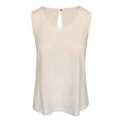 Haris Cotton Women's Solid Linen Blend Sleeveles Top - White