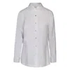 Haris Cotton Women's Solid Linen Shirt With Long Sleeved - White In White
