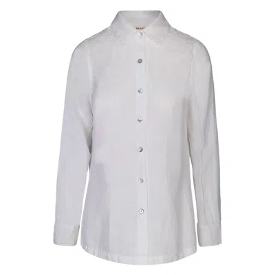 Haris Cotton Women's Solid Linen Shirt With Long Sleeved - White