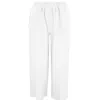 Haris Cotton Women's Solid Wide Leg Linen Pants With Slant Pocket White In White
