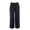 Haris Cotton Women's Solid Wide Legged Linen Pants - Blue Marine In Blue
