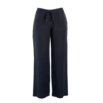 Haris Cotton Women's Solid Wide Legged Linen Pants - Blue Marine