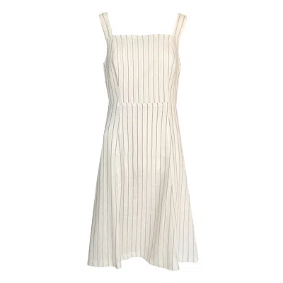 Haris Cotton Women's Square Neck Linen Blend Tie Back Dress -ecru In Beige
