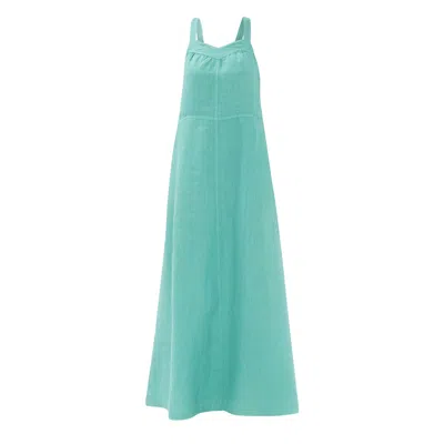 Haris Cotton Women's Tank Maxi Backless Linen Dress - Island Green