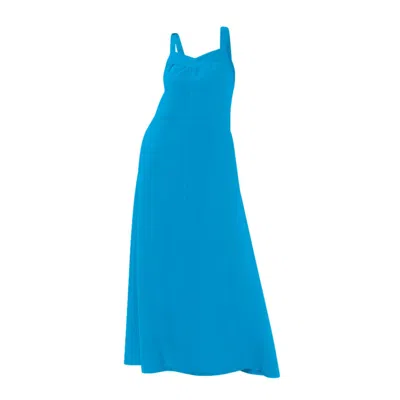 Haris Cotton Women's Tank Maxi Backless Linen Dress Santorini Blue