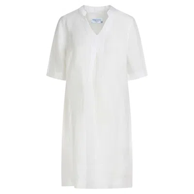 Haris Cotton Women's “v” Neck Line Linen Dress - White