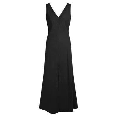 Haris Cotton Women's “v” Neck Maxi Linen Dress - Black