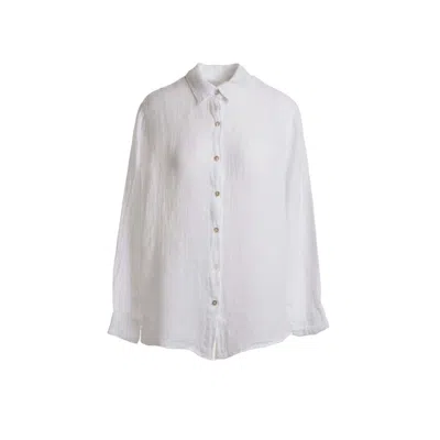Haris Cotton Women's White Linen Gauze Shirt - Whiite
