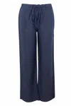 Haris Cotton Women's Wide Leg Linen Trousers In Blue Marine In Blue