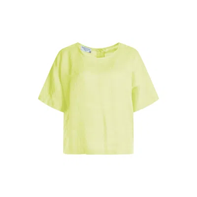 Haris Cotton Women's Yellow / Orange Linen Curve Blouse With Back Buttons - Lime In Yellow/orange