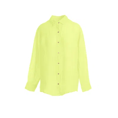 Haris Cotton Women's Yellow / Orange Linen Gauze Shirt - Lime In Yellow/orange