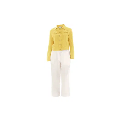 Haris Cotton Women's Yellow / Orange Linen Jacket With Long Sleeves Bannana In Yellow/orange
