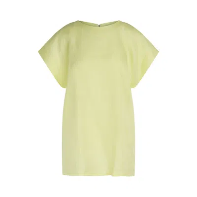 Haris Cotton Women's Yellow / Orange Linen T-shirt With High Neck - Lime In Yellow/orange