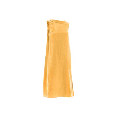 Haris Cotton Women's Yellow / Orange Midi Back Tie Linen Dress Crocus In Yellow/orange