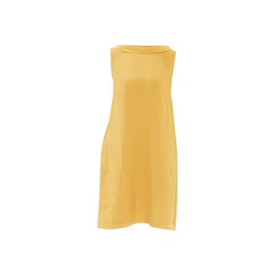 Haris Cotton Women's Yellow / Orange Midi Linen Cami Dress With Back Tie Crocus In Yellow/orange