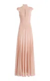 Harithand Amelia Silk Georgette Fluid Maxi Dress In Pink