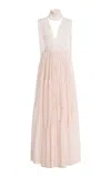 Harithand Cara Mia Silk Georgette Fluid Maxi Dress In Neutral