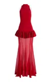 Harithand Chiara Silk Georgette Fluid Maxi Dress In Red