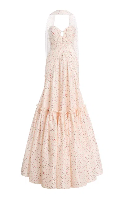 Harithand Coccinella Silk Taffeta Ruffled Maxi Dress In Multi
