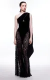 Harithand Donyale Silk Georgette Gown In Black