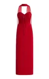 Harithand Fiamma Silk Georgette Crepe Midi Dress In Red