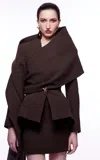 Harithand Ghauri Draped Crepe Jacket In Brown