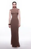 Harithand Helena Silk Crepe Gown In Taupe