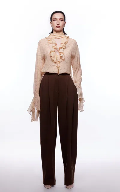 Harithand Maria Wide Leg Crepe Pants In Animal Print