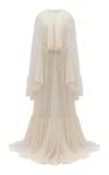 Harithand Pieris Silk Capelet Dress In Yellow