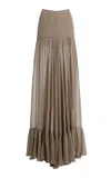 Harithand Regina Silk Georgette Fluid Maxi Skirt In Gray