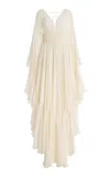 Harithand Serafina Silk Georgette Tiered Maxi Dress In White