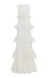 Harithand Sogna Floral Lace Silk Organza Maxi Dress In White