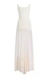 Harithand Teresa Silk Georgette Maxi Dress In White