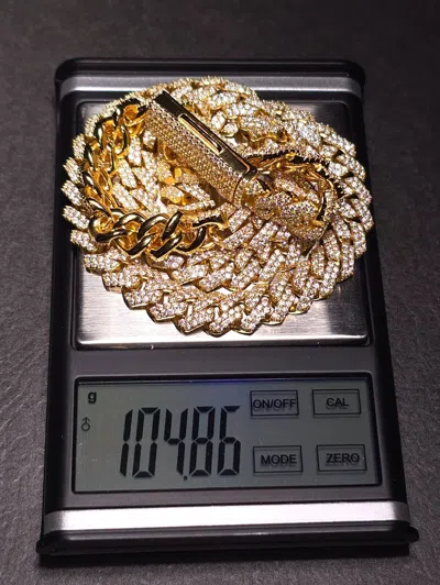 Pre-owned Harlembling 10mm Moissanite Real Miami Cuban Link Chain Iced Hip Hop 925 Silver Necklace 22" In White