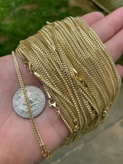 Pre-owned Harlembling 2mm 14k Gold Plated 925 Sterling Silver Franco Chain Necklace Wholesale 10pc