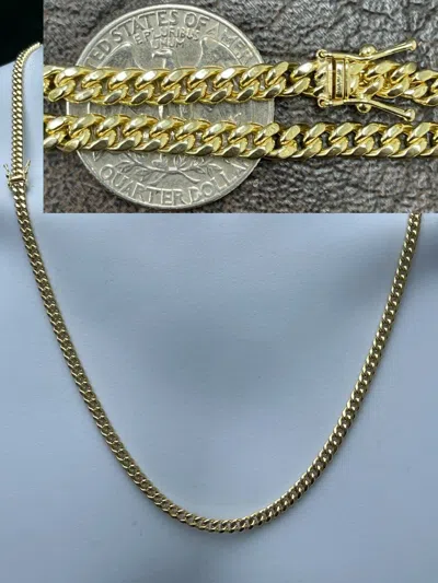 Pre-owned Harlembling 4.5mm Real Solid 10k Yellow Gold Miami Cuban Link Chain Micro Necklace Box Clasp