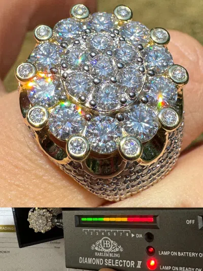 Pre-owned Harlembling 7.5ct Moissanite Large Stone Crown Iced Hip Hop Ring 14k Gold Over 925 Silver