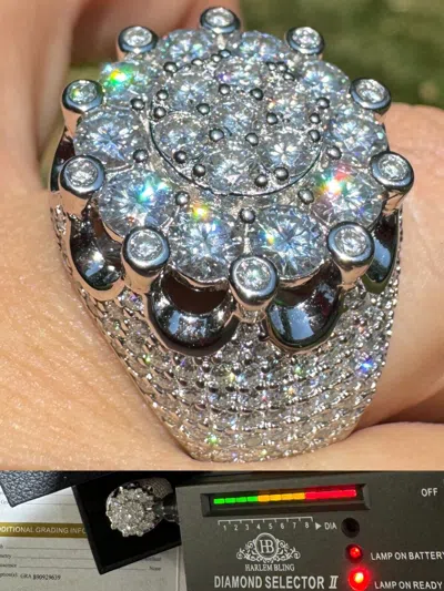 Pre-owned Harlembling 7.5ct Moissanite Large Stone Crown Iced Hip Hop Ring Real 925 Sterling Silver