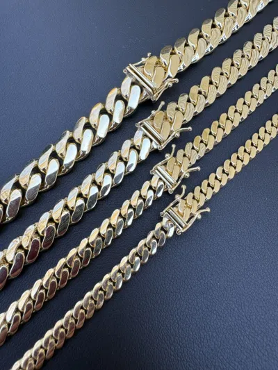 Pre-owned Harlembling Handmade Tight Link Solid 10k Gold Miami Cuban Link Chain Or Bracelet Necklace
