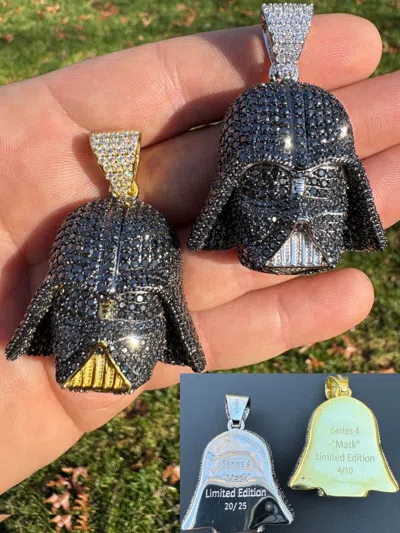 Pre-owned Harlembling Limited Edition Moissanite 925 Silver "mask" Darth Vader Pendant By  In White/colorless