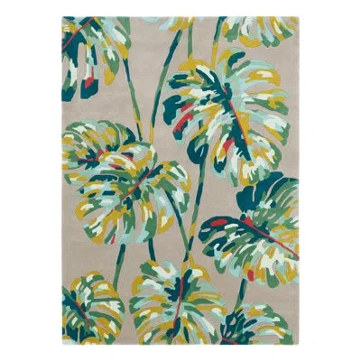 Harlequin Kelapa Rectangle Floral Handmade Tufted Wool Indoor / Outdoor Area Rug In Green In Green,blue,yellow,ivory