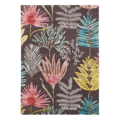 Harlequin Yasuni Rectangle Floral Handmade Tufted Wool Area Rug In Brown In Brown,red,yellow