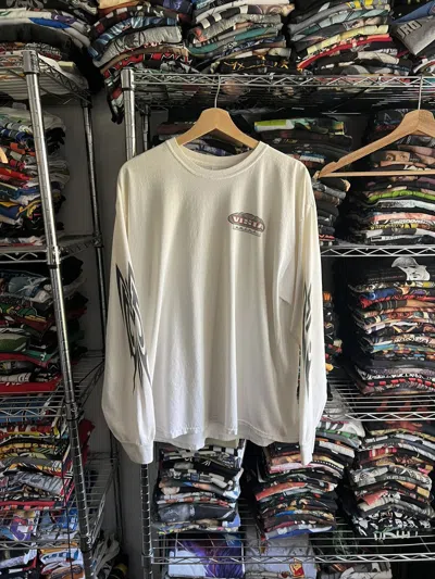 Pre-owned Harley Davidson 2000s Vista Point Motorcycle Chopper Flaming Sleeves Tee In White