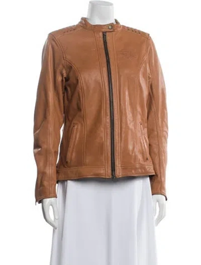 Pre-owned Harley Davidson 2021 Calf Leather Biker Jacket In Brown