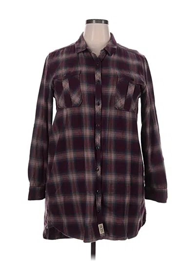 Pre-owned Harley Davidson 3/4 Sleeve Button Down Shirt In Burgundy