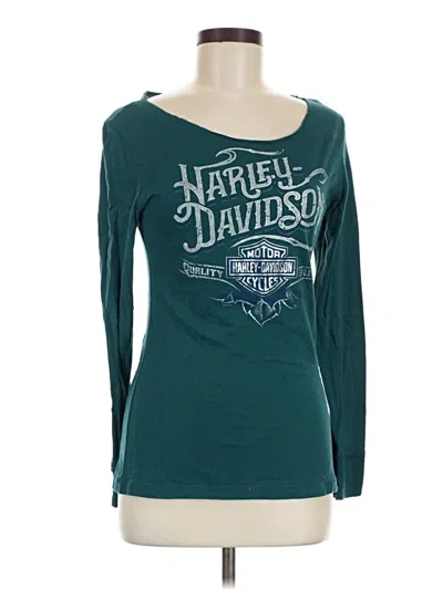 Pre-owned Harley Davidson 3/4 Sleeve T-shirt In Teal