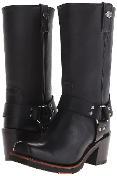 Pre-owned Harley-davidson Harley Davidson D83254 - Women's Galinda (medium) Black Leather Motorcycle Boot