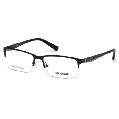 Harley Davidson Demo Rectangular Men's Eyeglasses Hd0766 001 57 In Black
