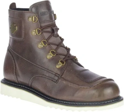Pre-owned Harley-davidson Footwear Men's Hagerman Leather Motorcycle Wedge Boot In Fossil